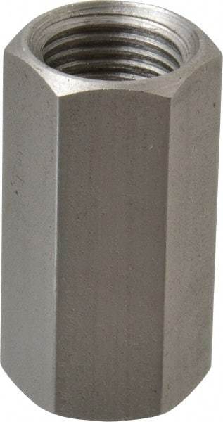 Made in USA - 1/2-20 UNF, 1-1/4" OAL Stainless Steel Standard Coupling Nut - 5/8" Width Across Flats - Exact Tool & Supply