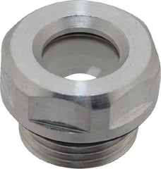 J.W. Winco - G 3/8 Thread, 20mm Distance Across Flats, Aluminum Oil Level Sight Glasses - 22mm Flange Diameter, 7.5mm Head Height, 8mm Length Under Head - Exact Tool & Supply