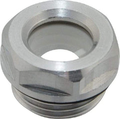 J.W. Winco - G 1/2 Thread, 23mm Distance Across Flats, Aluminum Oil Level Sight Glasses - 26mm Flange Diameter, 7.5mm Head Height, 8.5mm Length Under Head - Exact Tool & Supply