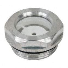 J.W. Winco - G 1 Thread, 36mm Distance Across Flats, Aluminum Oil Level Sight Glasses - 40mm Flange Diameter, 8.5mm Head Height, 11mm Length Under Head - Exact Tool & Supply