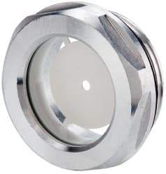 J.W. Winco - G 1-1/4 Thread, 40mm Distance Across Flats, Aluminum Oil Level Sight Glasses - 50mm Flange Diameter, 9mm Head Height, 12mm Length Under Head - Exact Tool & Supply