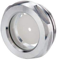 J.W. Winco - G 1-1/4 Thread, 40mm Distance Across Flats, Aluminum Oil Level Sight Glasses - 50mm Flange Diameter, 9mm Head Height, 12mm Length Under Head - Exact Tool & Supply