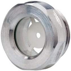 J.W. Winco - G 3/4 Thread, 30mm Distance Across Flats, Aluminum Oil Level Sight Glasses - 32mm Flange Diameter, 8mm Head Height, 9mm Length Under Head - Exact Tool & Supply