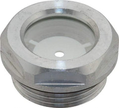 J.W. Winco - G 1 Thread, 36mm Distance Across Flats, Aluminum Oil Level Sight Glasses - 40mm Flange Diameter, 8.5mm Head Height, 11mm Length Under Head - Exact Tool & Supply
