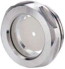 J.W. Winco - G 1-1/4 Thread, 40mm Distance Across Flats, Aluminum Oil Level Sight Glasses - 50mm Flange Diameter, 9mm Head Height, 12mm Length Under Head - Exact Tool & Supply