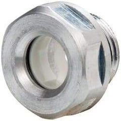 J.W. Winco - M16x1.5 Thread, 20mm Distance Across Flats, Aluminum Oil Level Sight Glasses - 22mm Flange Diameter, 7.5mm Head Height, 8mm Length Under Head - Exact Tool & Supply