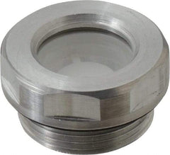 J.W. Winco - M26x1.5 Thread, 30mm Distance Across Flats, Aluminum Oil Level Sight Glasses - 32mm Flange Diameter, 8mm Head Height, 9mm Length Under Head - Exact Tool & Supply