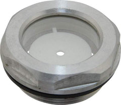 J.W. Winco - M40x1.5 Thread, 46mm Distance Across Flats, Aluminum Oil Level Sight Glasses - 50mm Flange Diameter, 9mm Head Height, 12mm Length Under Head - Exact Tool & Supply
