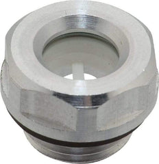 J.W. Winco - M16x1.5 Thread, 20mm Distance Across Flats, Aluminum Oil Level Sight Glasses - 22mm Flange Diameter, 7.5mm Head Height, 8mm Length Under Head - Exact Tool & Supply