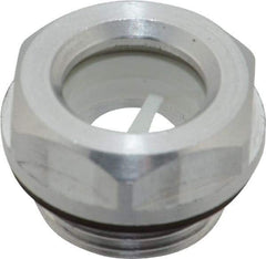 J.W. Winco - M20x1.5 Thread, 23mm Distance Across Flats, Aluminum Oil Level Sight Glasses - 26mm Flange Diameter, 7.5mm Head Height, 8.5mm Length Under Head - Exact Tool & Supply