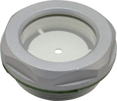 J.W. Winco - M40x1.5 Thread, 46mm Distance Across Flats, Aluminum Oil Level Sight Glasses - 50mm Flange Diameter, 9mm Head Height, 12mm Length Under Head - Exact Tool & Supply