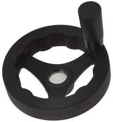J.W. Winco - 100mm, Handwheel with Revolving Handle - 24mm Hub, Plastic, Plain Finish - Exact Tool & Supply