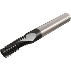 Iscar - 7/16-28 UNEF, 1/4" Cutting Diam, 3 Flute, Solid Carbide Helical Flute Thread Mill - Internal Thread, 0.56" LOC, 2-1/2" OAL, 1/4" Shank Diam - Exact Tool & Supply
