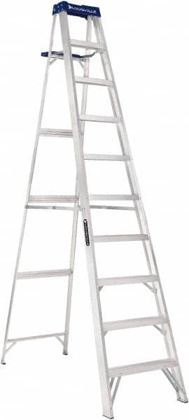 Louisville - 9 Steps, 10' High, Type I Rating, Aluminum Step Ladder - Exact Tool & Supply