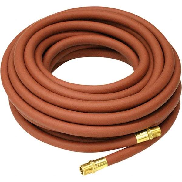 Reelcraft - 1/2" ID x 3/4" OD 50' Long Multipurpose Air Hose - MNPTF x MNPTF Ends, 300 Working psi, 150 to 0°F, 1/2 x 3/8" Fitting, Red - Exact Tool & Supply