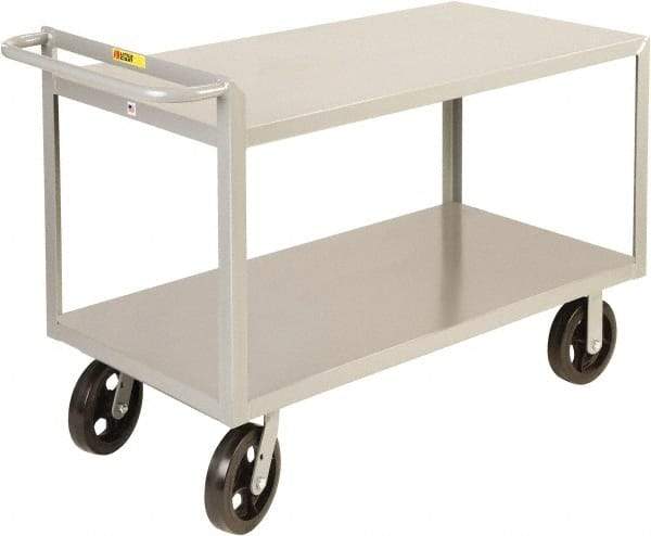 Little Giant - 2,000 Lb Capacity, 30" Wide x 53-1/2" Long x 30" High Shelf Cart - 2 Shelf, Steel, 2 Rigid/2 Swivel Casters - Exact Tool & Supply