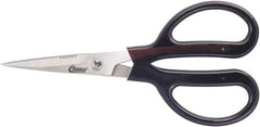 Clauss - 4" LOC, 7" OAL Stainless Steel Trimmers - Serrated, Plastic Coated Handle, For Paper, Fabric - Exact Tool & Supply