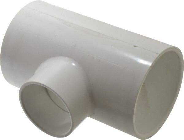 Value Collection - 3 x 3 x 2" PVC Plastic Pipe Reducing Tee - Schedule 40, All Slip End Connections - Exact Tool & Supply