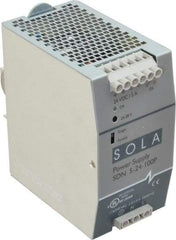 Sola/Hevi-Duty - 120 Watt, 5 Amp, 230 VAC Input, 24 VDC Output, DIN Rail Power Supply - 2.56 Inch Wide x 4.55 Inch Deep x 4.88 Inch High, Up to 88% Efficiency, 14 to 140°F, Green LED - Exact Tool & Supply