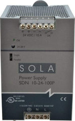 Sola/Hevi-Duty - 240 Watt, 10 Amp, 230 VAC Input, 24 VDC Output, DIN Rail Power Supply - 3.26 Inch Wide x 4.55 Inch Deep x 4.88 Inch High, Up to 88% Efficiency, 14 to 140°F, Green LED - Exact Tool & Supply