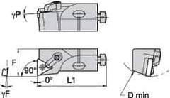 Kennametal - MTFN, Left Hand Cut, 0° Lead Angle, 1-1/2" Shank Height x 1-1/2" Shank Width, Negative Rake Indexable Turning Toolholder - 7" OAL, TN..66. Insert Compatibility, Series Kenloc - Exact Tool & Supply