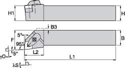 Kennametal - DWLN, Right Hand Cut, 5° Lead Angle, 3/4" Shank Height x 3/4" Shank Width, Negative Rake Indexable Turning Toolholder - 4-1/2" OAL, WN..33. Insert Compatibility, Series Kenclamp - Exact Tool & Supply