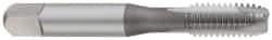 OSG - #6-32 UNC, 3 Flute, TiCN Finish, High Speed Steel Spiral Point Tap - Plug Chamfer, Right Hand Thread, 2" OAL, 11/16" Thread Length, 0.141" Shank Diam, 2B Class of Fit, Series 105 - Exact Tool & Supply