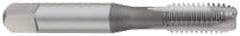 OSG - #6-32 UNC, 3 Flute, TiCN Finish, High Speed Steel Spiral Point Tap - Plug Chamfer, Right Hand Thread, 2" OAL, 11/16" Thread Length, 0.141" Shank Diam, 2B Class of Fit, Series 105 - Exact Tool & Supply