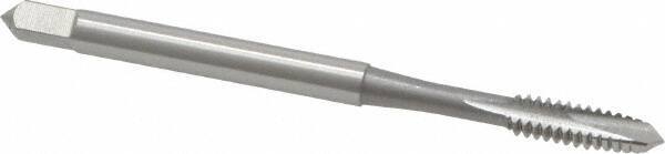 OSG - #6-32 UNC, 2 Flute, Bright Finish, High Speed Steel Spiral Point Tap - Plug Chamfer, Right Hand Thread, 2" OAL, 11/16" Thread Length, 0.141" Shank Diam, Series 105 - Exact Tool & Supply