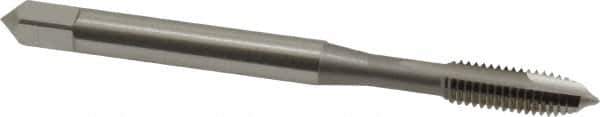OSG - #10-32 UNF, 2 Flute, Bright Finish, High Speed Steel Spiral Point Tap - Plug Chamfer, Right Hand Thread, 2-3/8" OAL, 7/8" Thread Length, 0.194" Shank Diam, Series 105 - Exact Tool & Supply