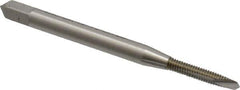 OSG - #2-56 UNC, 2 Flute, Bright Finish, High Speed Steel Spiral Point Tap - Plug Chamfer, Right Hand Thread, 1-3/4" OAL, 7/16" Thread Length, 0.141" Shank Diam, 2B Class of Fit, Series 105 - Exact Tool & Supply