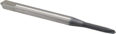 OSG - #2-64 UNF, 2 Flute, Bright Finish, High Speed Steel Spiral Point Tap - Plug Chamfer, Right Hand Thread, 1-3/4" OAL, 7/16" Thread Length, 0.141" Shank Diam, 2B Class of Fit, Series 105 - Exact Tool & Supply