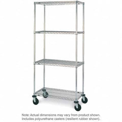 Metro - 600 Lb Capacity 4 Shelf Mobile Wire Shelving Unit - Add-On Unit - Exact Tool & Supply