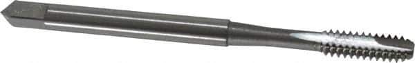 OSG - #6-32 UNC, 2 Flute, Bright Finish, High Speed Steel Spiral Point Tap - Bottoming Chamfer, Right Hand Thread, 2" OAL, 11/16" Thread Length, 0.141" Shank Diam, 3B Class of Fit, Series 105B - Exact Tool & Supply