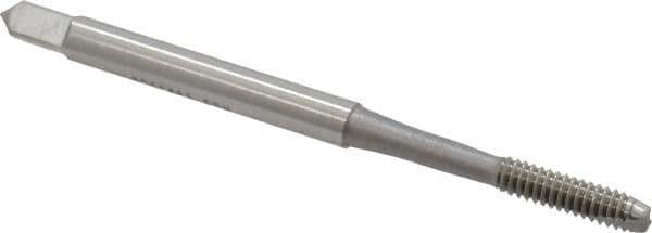 OSG - #6-40 UNF, 2 Flute, Bright Finish, High Speed Steel Spiral Point Tap - Bottoming Chamfer, Right Hand Thread, 2" OAL, 11/16" Thread Length, 0.141" Shank Diam, 2B/3B Class of Fit, Series 105B - Exact Tool & Supply