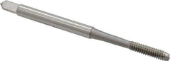 OSG - #6-40 UNF, 2 Flute, Bright Finish, High Speed Steel Spiral Point Tap - Bottoming Chamfer, Right Hand Thread, 2" OAL, 11/16" Thread Length, 0.141" Shank Diam, 2B/3B Class of Fit, Series 105B - Exact Tool & Supply