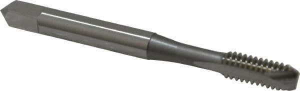 OSG - #12-24 UNC, 2 Flute, Bright Finish, High Speed Steel Spiral Point Tap - Bottoming Chamfer, Right Hand Thread, 2-3/8" OAL, 15/16" Thread Length, 0.22" Shank Diam, 2B/3B Class of Fit, Series 105B - Exact Tool & Supply