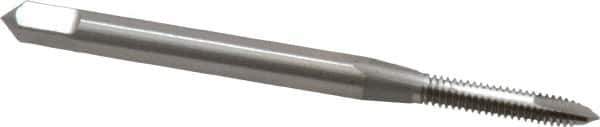 OSG - #3-48 UNC, 2 Flute, Bright Finish, High Speed Steel Spiral Point Tap - Plug Chamfer, Right Hand Thread, 1-13/16" OAL, 1/2" Thread Length, 0.141" Shank Diam, Series 105 - Exact Tool & Supply