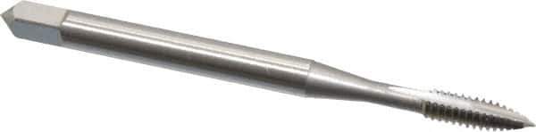 OSG - #4-40 UNC, 2 Flute, Bright Finish, High Speed Steel Spiral Point Tap - Plug Chamfer, Right Hand Thread, 1-7/8" OAL, 9/16" Thread Length, 0.141" Shank Diam, Series 105 - Exact Tool & Supply