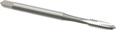 OSG - #6-32 UNC, 2 Flute, Bright Finish, High Speed Steel Spiral Point Tap - Plug Chamfer, Right Hand Thread, 2" OAL, 11/16" Thread Length, 0.141" Shank Diam, Series 105 - Exact Tool & Supply