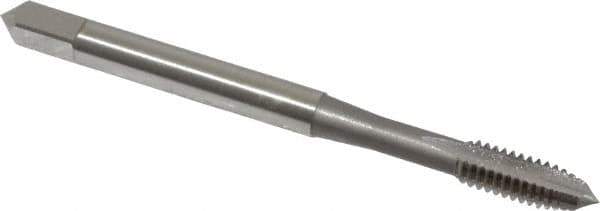 OSG - #8-32 UNC, 2 Flute, Bright Finish, High Speed Steel Spiral Point Tap - Plug Chamfer, Right Hand Thread, 2-1/8" OAL, 3/4" Thread Length, 0.168" Shank Diam, Series 105 - Exact Tool & Supply