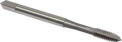 OSG - #8-32 UNC, 2 Flute, Bright Finish, High Speed Steel Spiral Point Tap - Plug Chamfer, Right Hand Thread, 2-1/8" OAL, 3/4" Thread Length, 0.168" Shank Diam, Series 105 - Exact Tool & Supply