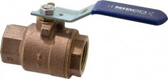 NIBCO - 1" Pipe, Full Port, Bronze Standard Ball Valve - 2 Piece, Inline - One Way Flow, FNPT x FNPT Ends, Lever Handle, 600 WOG, 150 WSP - Exact Tool & Supply