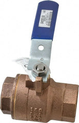 NIBCO - 1-1/2" Pipe, Full Port, Bronze Standard Ball Valve - 2 Piece, Inline - One Way Flow, FNPT x FNPT Ends, Lever Handle, 600 WOG, 150 WSP - Exact Tool & Supply