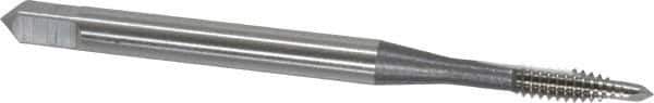 OSG - #4-40 UNC, 2 Flute, Bright Finish, High Speed Steel Spiral Point Tap - Plug Chamfer, Right Hand Thread, 1-7/8" OAL, 9/16" Thread Length, 0.141" Shank Diam, Series 105 - Exact Tool & Supply