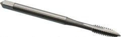 OSG - #6-32 UNC, 2 Flute, Bright Finish, High Speed Steel Spiral Point Tap - Plug Chamfer, Right Hand Thread, 2" OAL, 11/16" Thread Length, 0.141" Shank Diam, Series 105 - Exact Tool & Supply