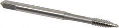OSG - #8-32 UNC, 2 Flute, Bright Finish, High Speed Steel Spiral Point Tap - Plug Chamfer, Right Hand Thread, 2-1/8" OAL, 3/4" Thread Length, 0.168" Shank Diam, Series 105 - Exact Tool & Supply