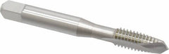 OSG - 5/16-18 UNC, 2 Flute, Bright Finish, High Speed Steel Spiral Point Tap - Plug Chamfer, Right Hand Thread, 2-23/32" OAL, 1-1/8" Thread Length, 0.318" Shank Diam, Series 105 - Exact Tool & Supply