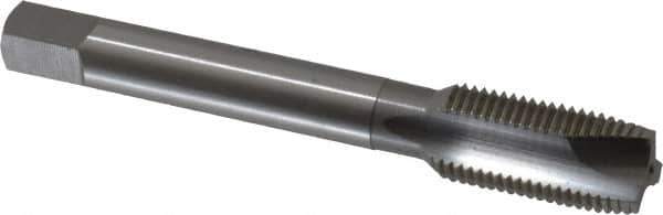 OSG - 1/2-20 UNF, 3 Flute, Bright Finish, High Speed Steel Spiral Point Tap - Plug Chamfer, Right Hand Thread, 3-3/8" OAL, 1-21/32" Thread Length, 0.367" Shank Diam, Series 105 - Exact Tool & Supply