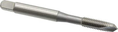 OSG - 1/4-28 UNF, 2 Flute, Bright Finish, High Speed Steel Spiral Point Tap - Plug Chamfer, Right Hand Thread, 2-1/2" OAL, 1" Thread Length, 0.255" Shank Diam, Series 105 - Exact Tool & Supply